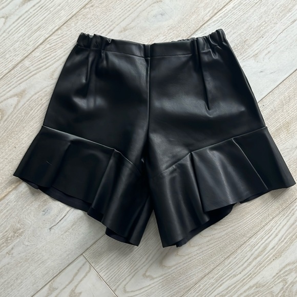 Girls size 12 Wolf and Rita faux leather shorts with ruffle edge. - Picture 1 of 3